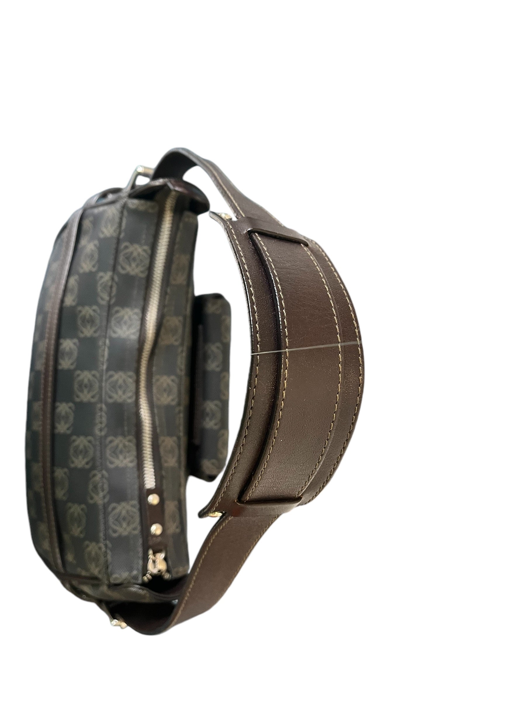 Authentic Loewe Anagram Dark Brown Baguette Shoulder Bag