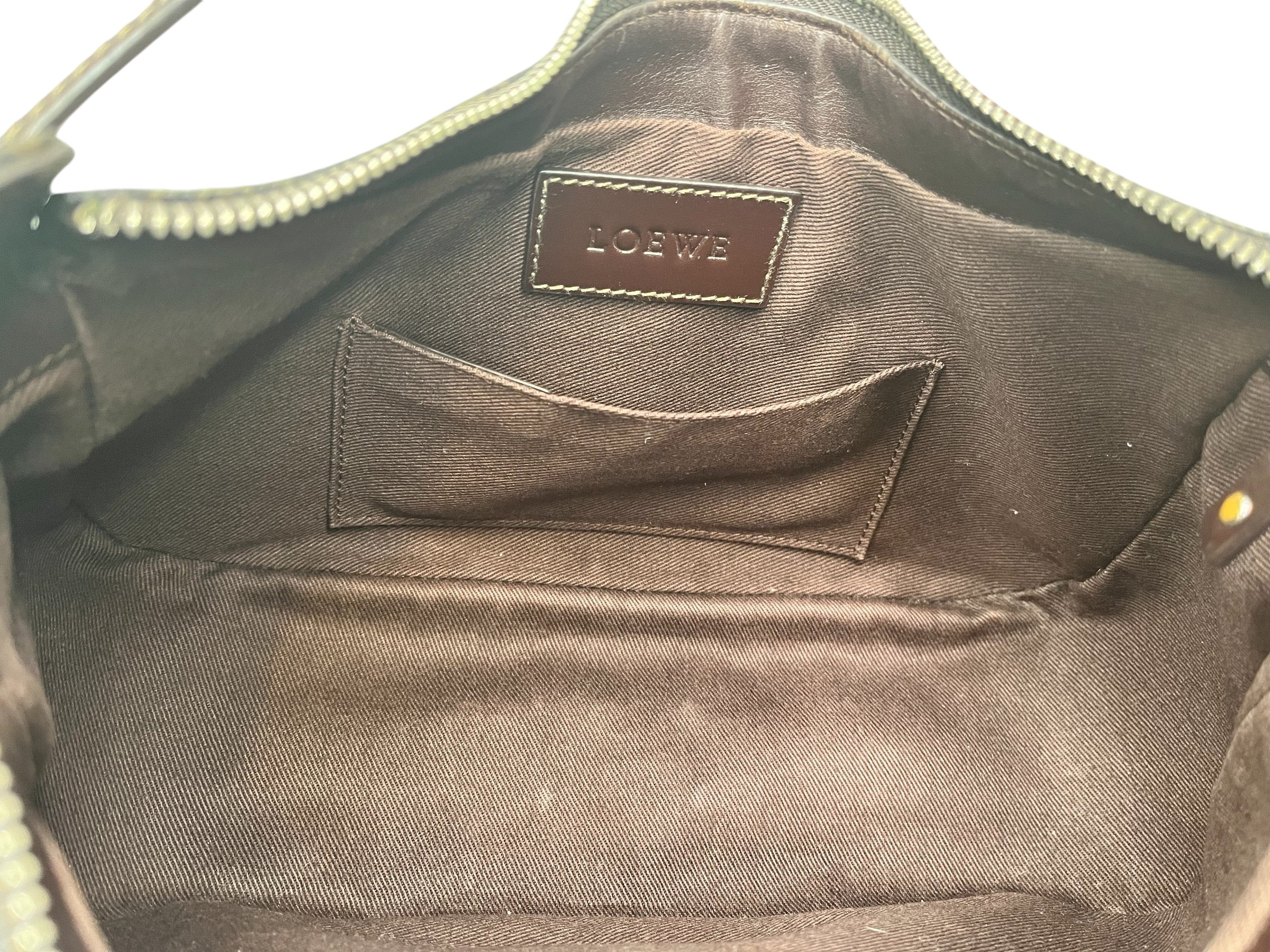 Authentic Loewe Anagram Dark Brown Baguette Shoulder Bag