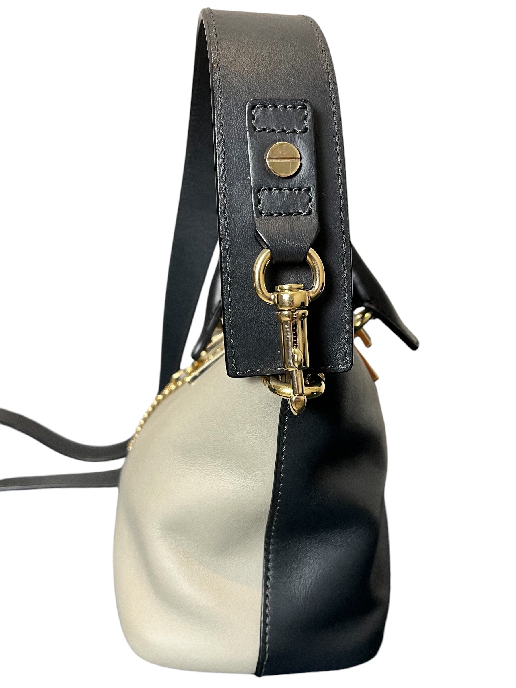 Authentic CHLOE Calfskin Leather Mini Baylee 2-Way Two-Tone Handbag