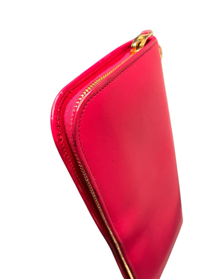 Authentic Saint Laurent Calfskin Raspberry Long Wallet - Zippy