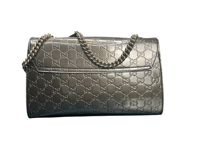 Authentic Gray Medium GG Shine Guccissima Emily Sasso Shoulder Bag - LIKE NEW